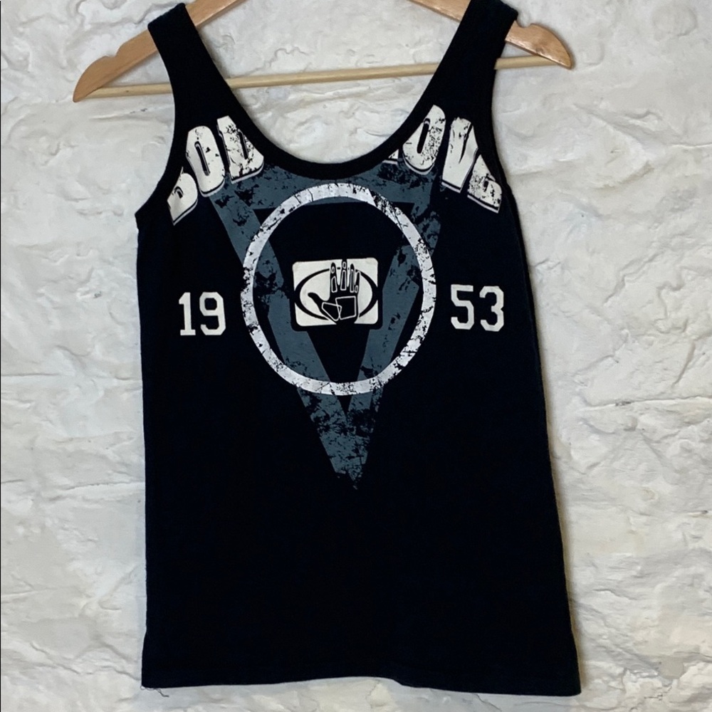 1970s Body Glove Flocked Ringer Tank Top Surfwear Double-Sided Graphic